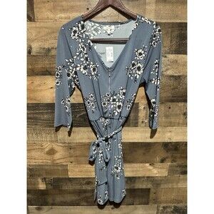 Maurices Large NWT Dusty Blue Floral Tie Waist Dress